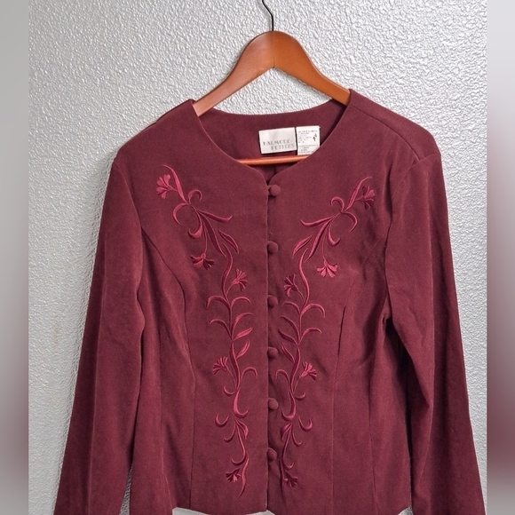 Vintage 90's Dark Plum Velour Jacket   Size 16 - Picture 5 of 7